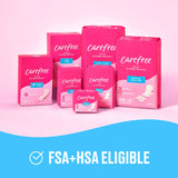 Carefree liner products with text 'FSA+HSA Eligible'